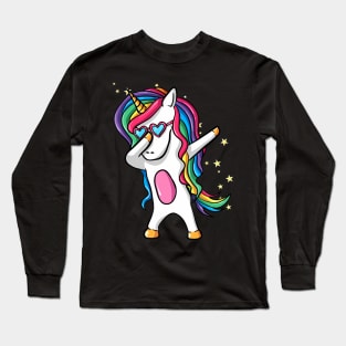 Dabbing Unicorn Squad Rainbow Party Dab Dance Girls Long Sleeve T-Shirt